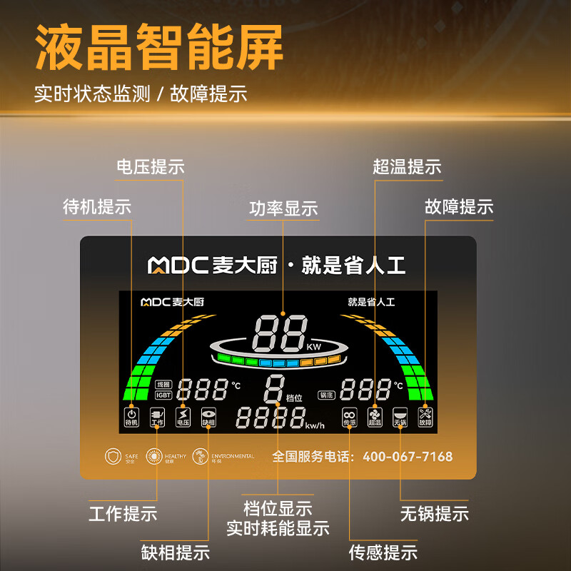 麦大厨金麦款201材质电磁双头单尾小炒炉24kw